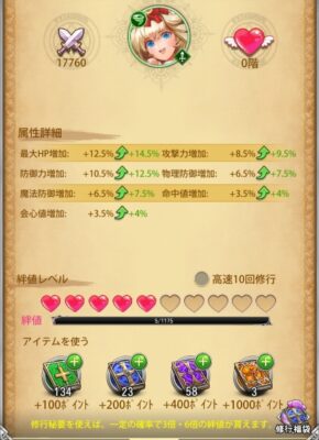超次元彼女の修行画面です