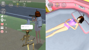 サクラスクールシミュレーターのお金稼ぎ・ホテル・ライフ回復・骸骨について。