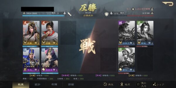 覇王の業の戦闘結果