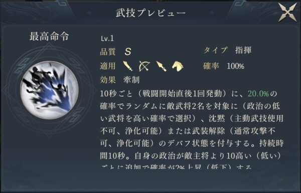 今三国志の曹操の武技