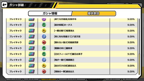 ヒロトラUR確定ガチャ排出キャラ2