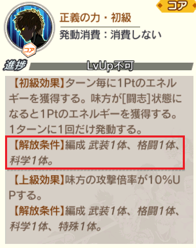 ワンパンマン（マジファイ）　コアスキル解放条件