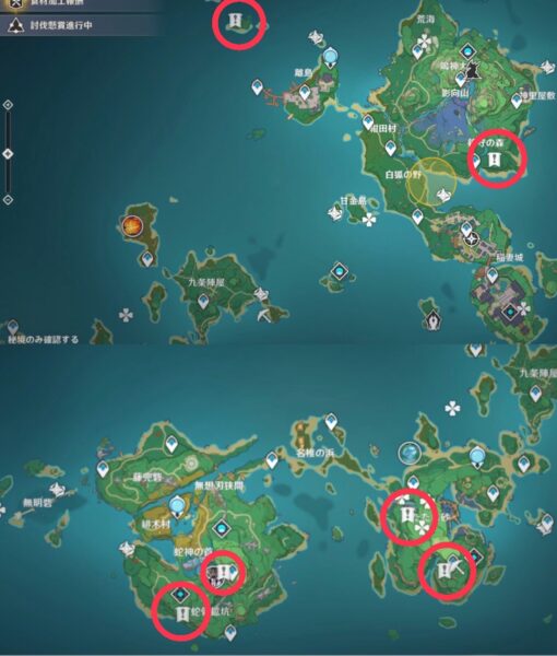 原神地霊壇のある場所稲妻