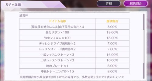 乃木坂的フラクタルのガチャ確率