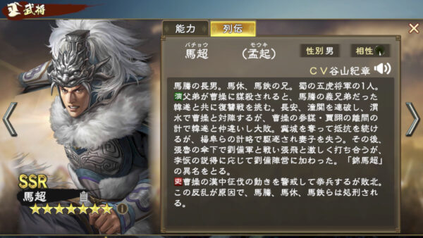 三国志　覇道の編成・陣形・馬超