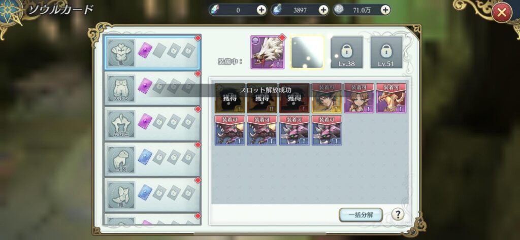 イース6オンライン ソウルカード枠解放