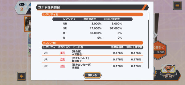 プラオレ ガチャ排出率