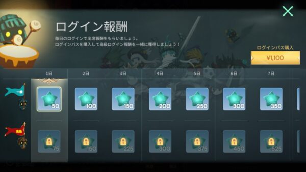 Luna Re:次元の監視人 ログインボーナス画面