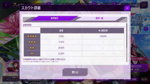 コードギアスロストストーリーズ　排出率一覧