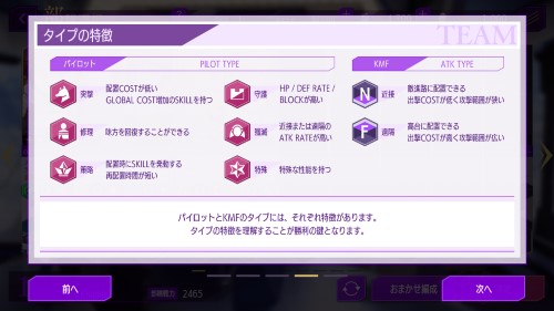 コードギアスロストストーリーズ(ロススト)　タイプについて