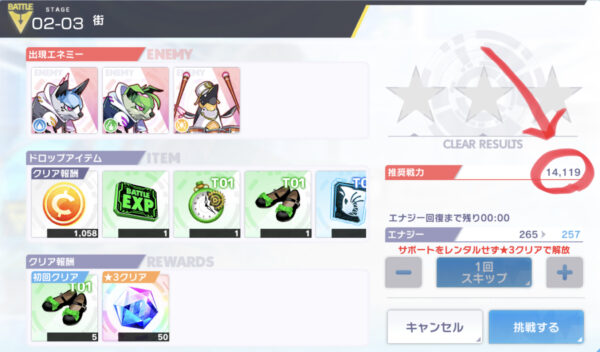 アリスフィクションの推奨戦力説明