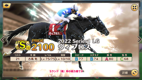 競馬伝説PRIDE 最強競走馬ランキング3位 ヴィブロス