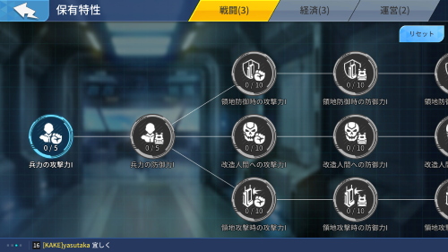 KOFサバイバルシティ　保有特性について