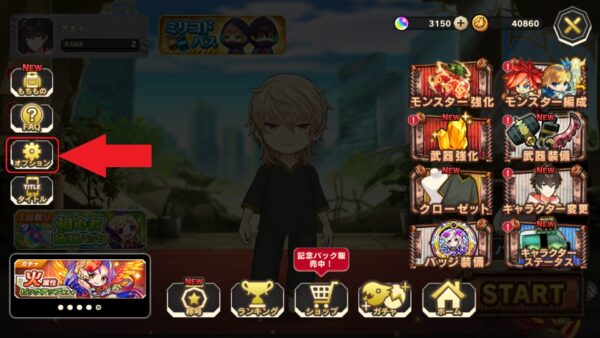 ミステリーレコード　オプション選択