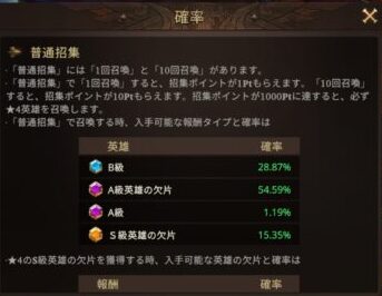 Among Gods(アモアリ)　普通召喚確率