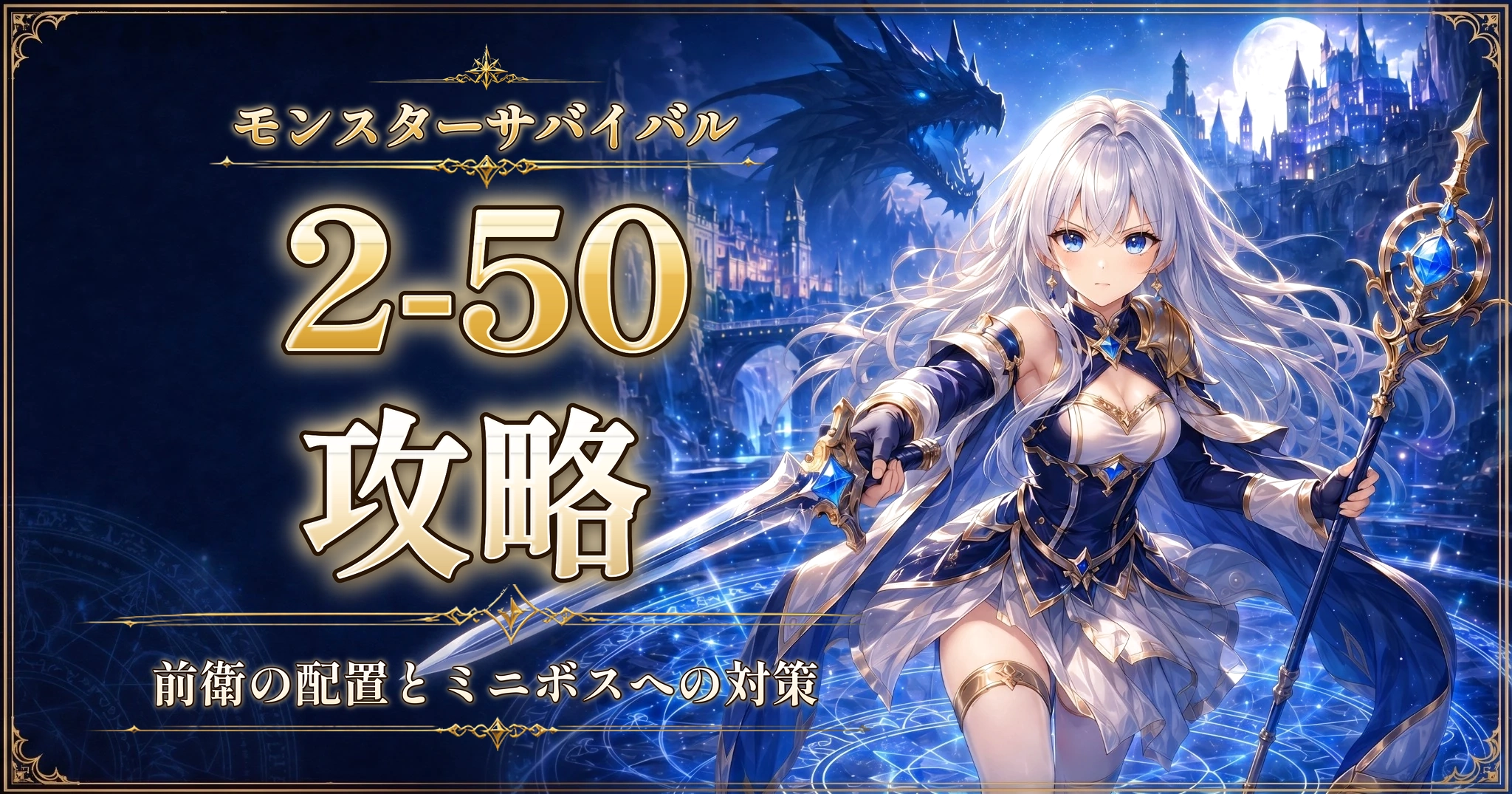 モンスターサバイバルの2-50攻略｜前衛の配置とミニボスへの対策